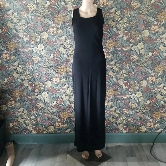 Vintage Dresses & Skirts - 90s Zara Basic Minimalist Black Maxi Dress Size Small Medium